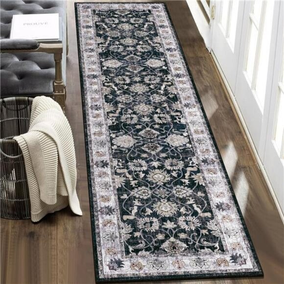 Yamaziot Washable Runner Rug 2x8 Non Slip Vintage Floral Hallway Kitchen Carpet - Picture 1 of 7